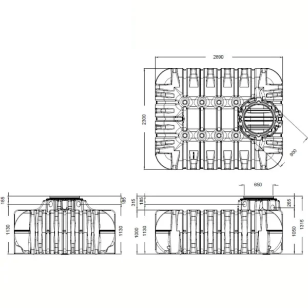 Zbiornik LI-LO 5000 L wymiary rysunek techniczny