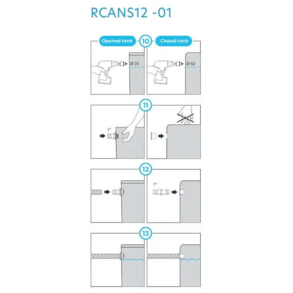 Zestaw przyłączeniowy zbieracz do zbiornika na deszczówkę EASY FIX COMFORT RCANS12 instalacja montaż 2