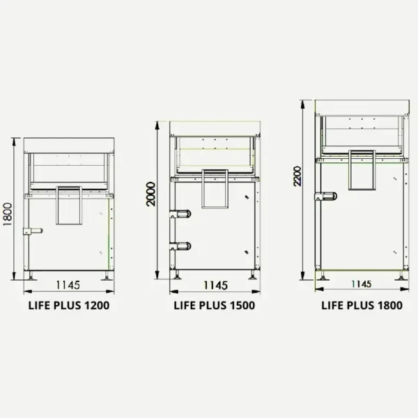 Kontener na odzież używaną LIFE PLUS 1200 1500 1800 wymiary