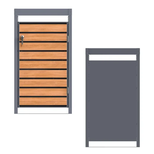 Obudowa na pojemnik komunalny z donica WOOD NATURE COVER 1 x 60 240 L antracyt front tył