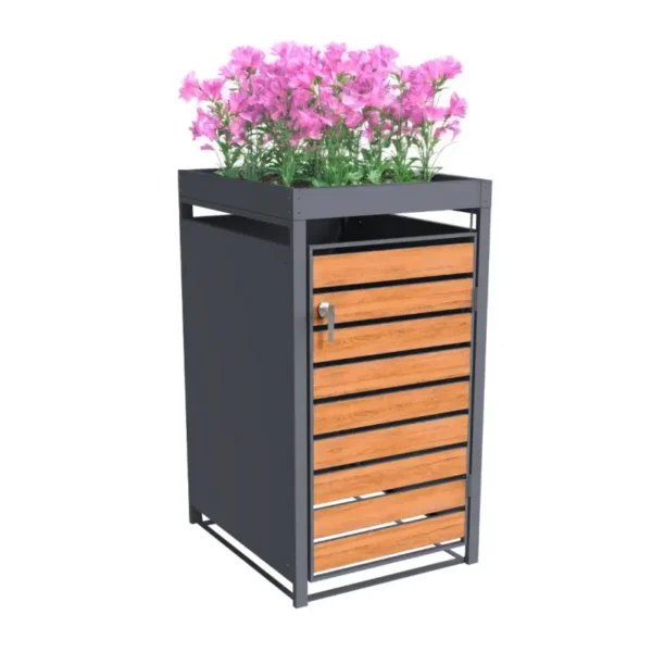 Obudowa na pojemnik komunalny z donica WOOD NATURE COVER 1 x 60 240 L antracyt kwietnik