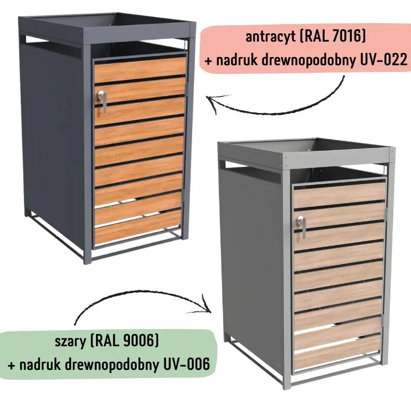 Obudowa na pojemnik komunalny z donica WOOD NATURE COVER 1 x 60 240 L antracyt szary i antracyt