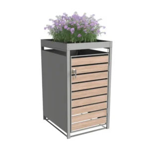 Obudowa na pojemnik komunalny z donicą WOOD NATURE COVER 1 x 60 240 L szary kwietnik