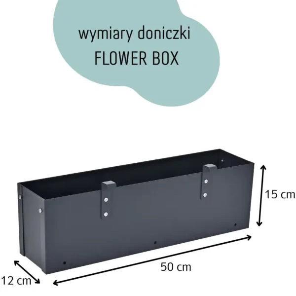 Metalowa skrzynka na kwiaty z uchwytem FLOWER BOX wymiary