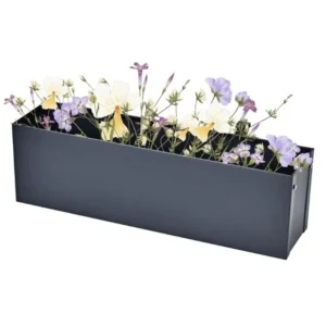 Metalowa skrzynka na kwiaty z uchwytem FLOWER BOX z kwiatami