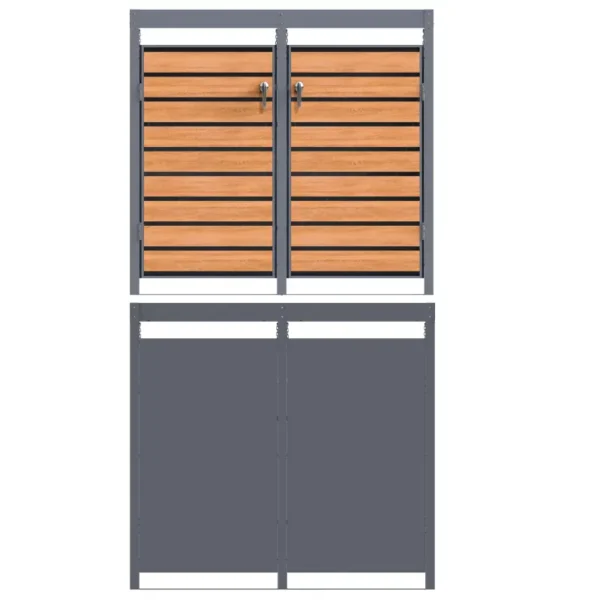 Obudowa na pojemnik komunalny z donicą WOOD NATURE COVER 2 x 60 240 L antracyt front tył