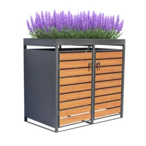 Obudowa na pojemnik komunalny z donicą WOOD NATURE COVER 2 x 60 240 L antracyt kwietnik