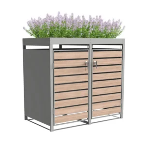 Obudowa na pojemnik komunalny z donicą WOOD NATURE COVER 2 x 60 240 L antracyt kwietnik