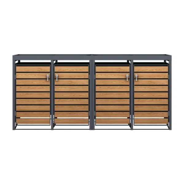 Obudowa na pojemnik komunalny z donicą WOOD NATURE COVER 4 x 60 240 L antracyt front z góry