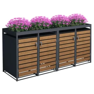 Obudowa na pojemnik komunalny z donicą WOOD NATURE COVER 4 x 60 240 L antracyt kwietnik