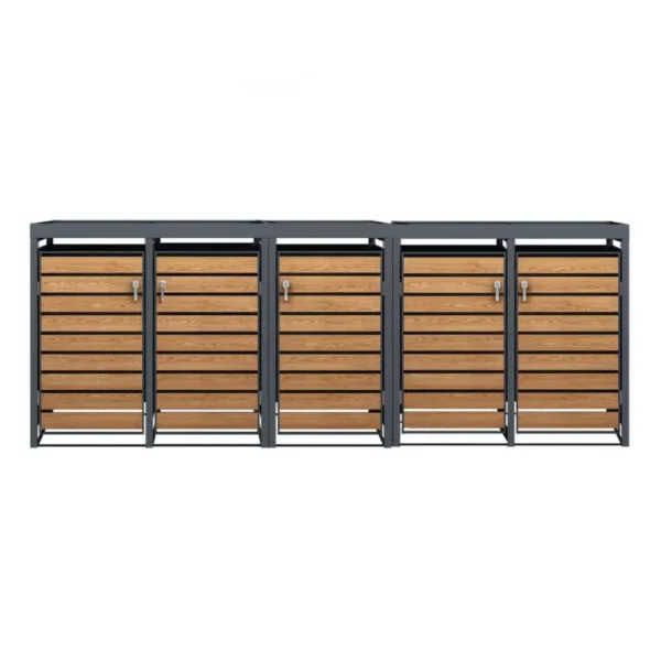 Obudowa na pojemnik komunalny z donicą WOOD NATURE COVER 5 x 60 240 L antracyt front z góry