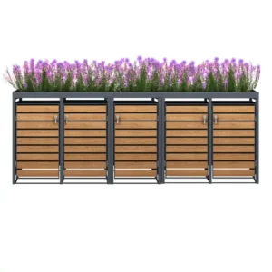 Obudowa na pojemnik komunalny z donicą WOOD NATURE COVER 5 x 60 240 L antracyt kwietnik