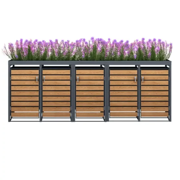 Obudowa na pojemnik komunalny z donicą WOOD NATURE COVER 5 x 60 240 L antracyt kwietnik