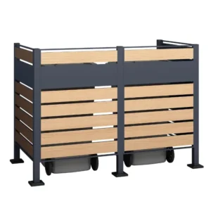 Osłona pojemnika komunalnego PANEL BOX 2 pojemniki antracyt imitacja drewna
