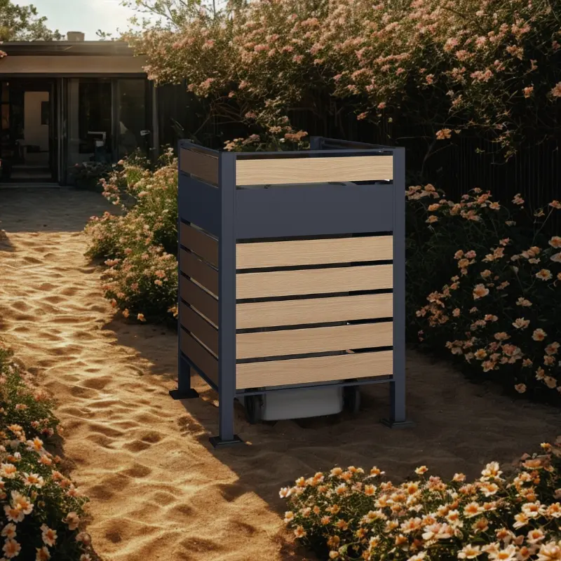 Osłona pojemnika komunalnego PANEL BOX antracyt szary wizualizacja plaża