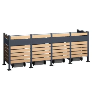 Osłona pojemnika komunalnego PANEL BOX 4 pojemniki antracyt imitacja drewna