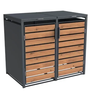 Obudowa na pojemnik komunalny WOOD BOX COVER 2 x 60-120 L antracyt bokiem