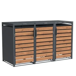 Obudowa na pojemnik komunalny WOOD BOX COVER 3 x 60-120 L antracyt bokiem
