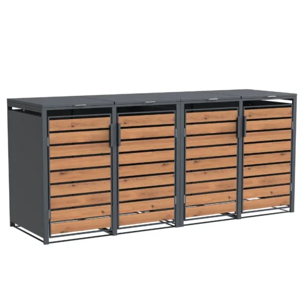 Obudowa na pojemnik komunalny WOOD BOX COVER 4 x 60-120 L antracyt bokiem