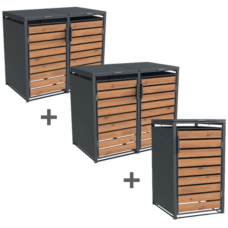 Obudowa na pojemnik komunalny WOOD BOX COVER 5 x 60-120 L zestaw