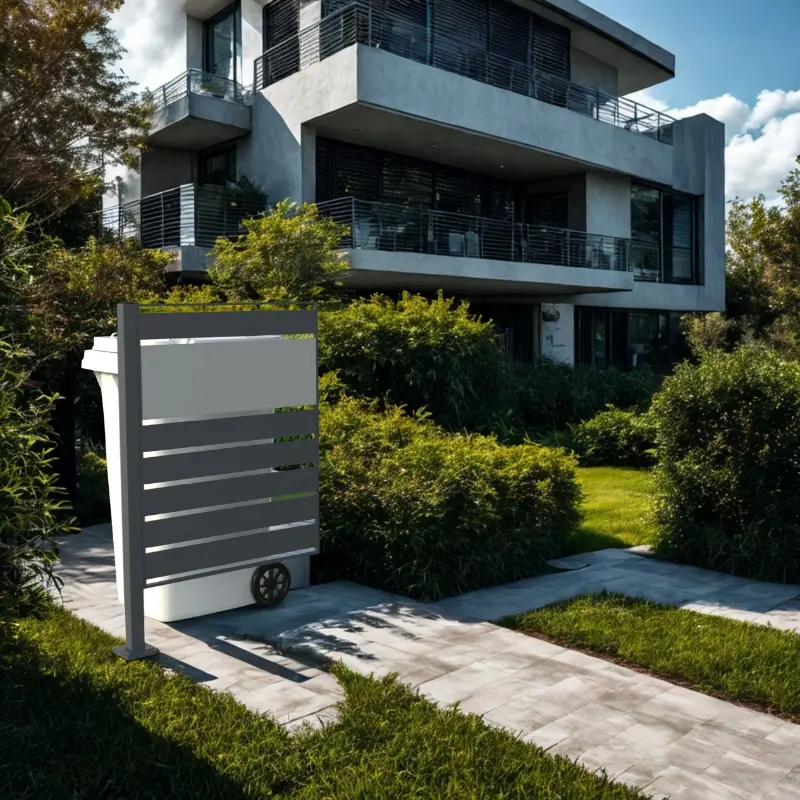 Osłona pojemnika komunalnego PANEL BOX 1 ścianka antracyt szary wizualizacja