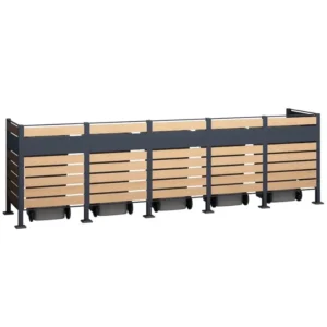 Osłona pojemnika komunalnego PANEL BOX 5 pojemników antracyt imitacja drewna