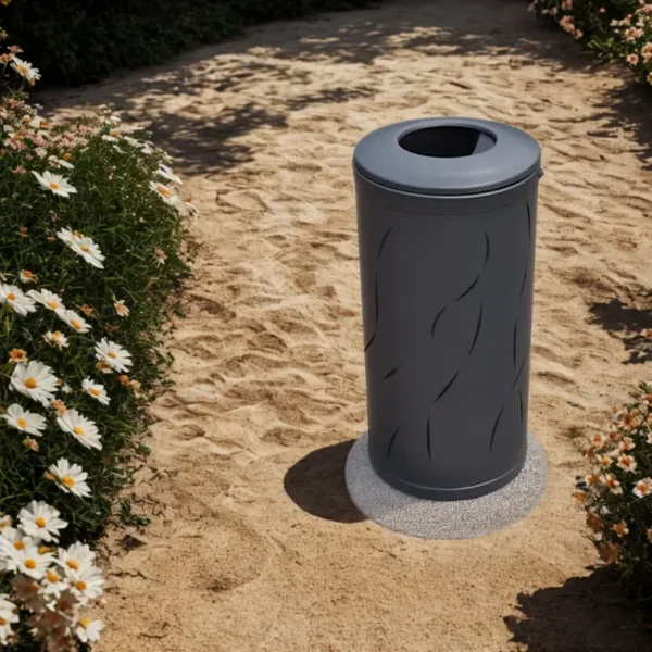 Kosz wolnostojący z betonową podstawą i popielnicą IMPRESS 55
