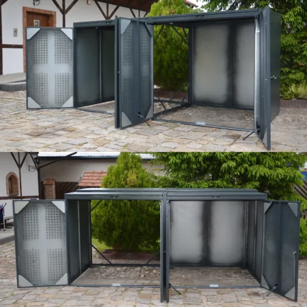 Obudowa na kontener komunalny DOT COVER 2x1100 L otwarta