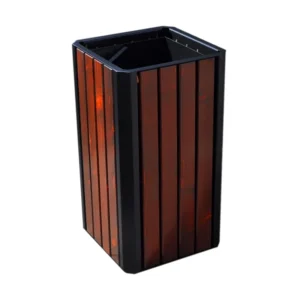 Uliczny kosz na śmieci wolnostojący z popielnicą OBLO WOOD 65 czarny teak