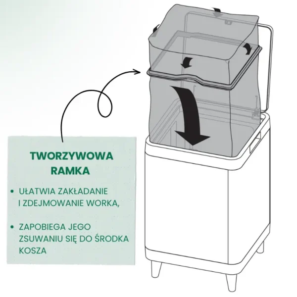 Kosz na śmieci kwadratowy na nóżkach BERLINO 40 L ramka