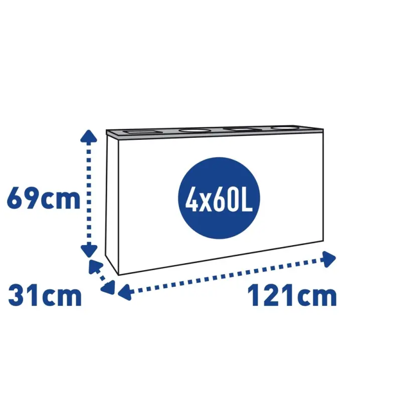 Stacja do segregacji odpadów EKO STATION MONO LINE 4 x 60 L